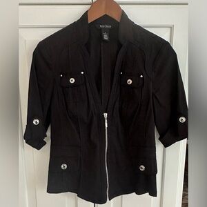 White House Black Market Black Utility Jacket with 3/4 Sleeves